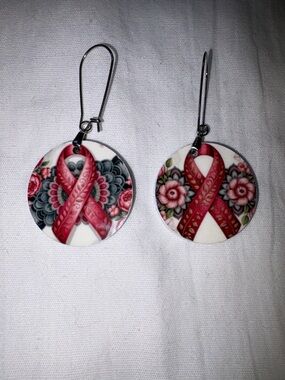 Breast Cancer ribbon earrings